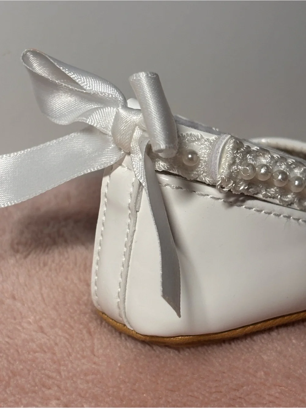 White Pearl-Trim Girls' Mary Jane Shoes